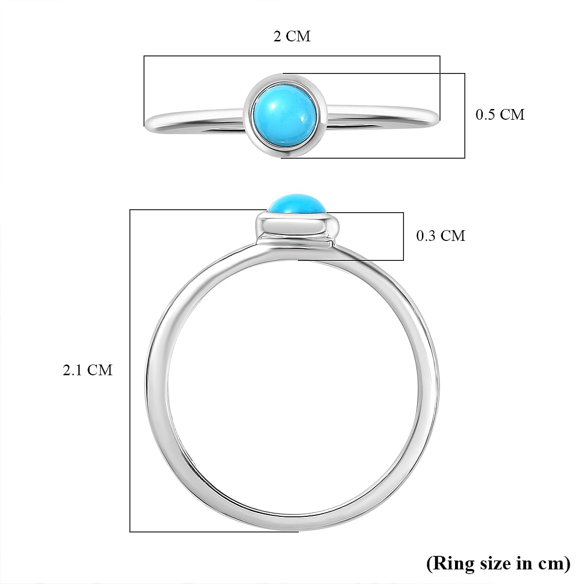 Set of 2 -  Sleeping Beauty Turquoise Stackable Ring  Sterling Silver