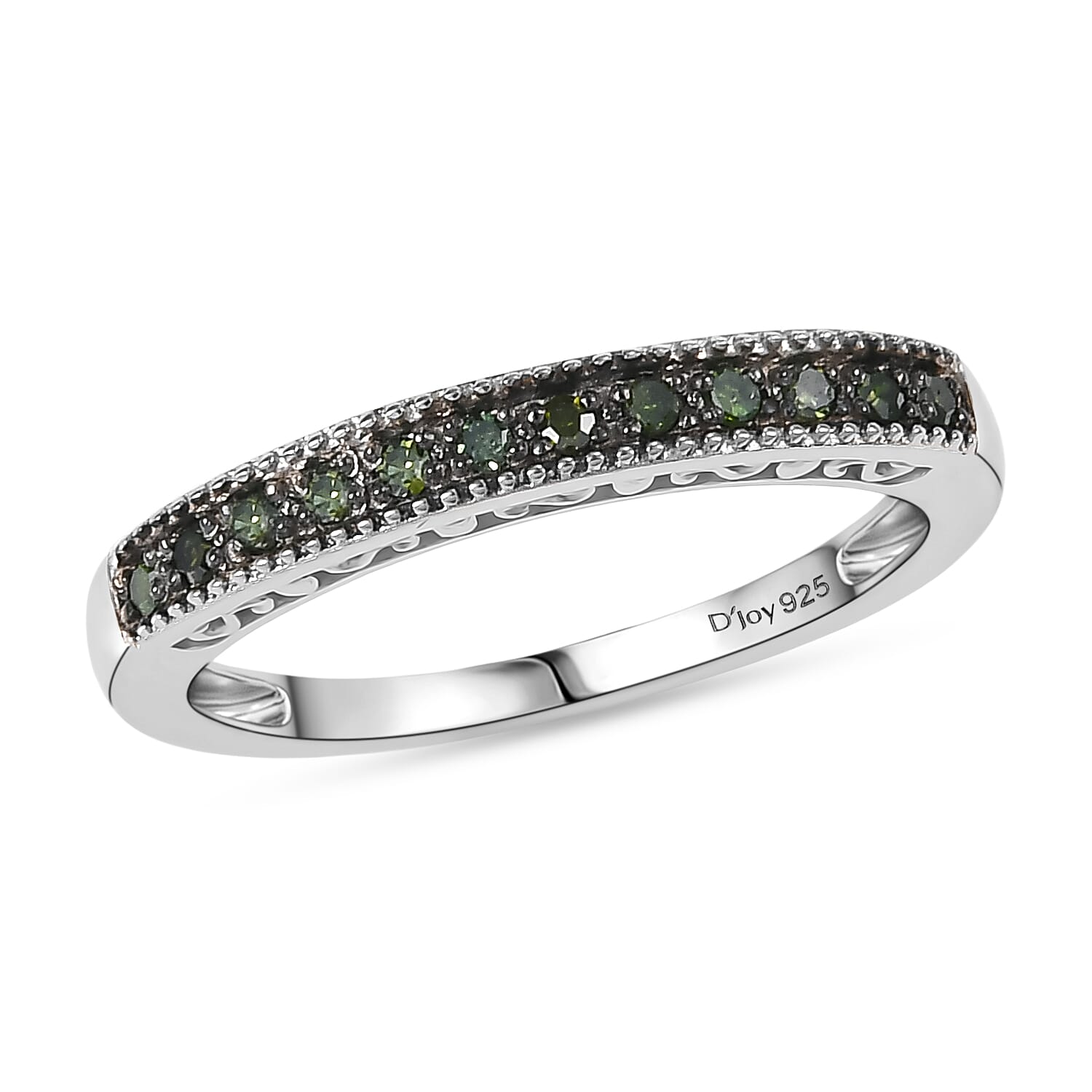 Set of 5 -  D'Joy Champagne Diamond, Green Diamond, Yellow Diamond, White Diamond & Blue Diamond Half Eternity Stackable Ring in Sterling Silver 0.50 Ct, Silver  Wt. 8.10
