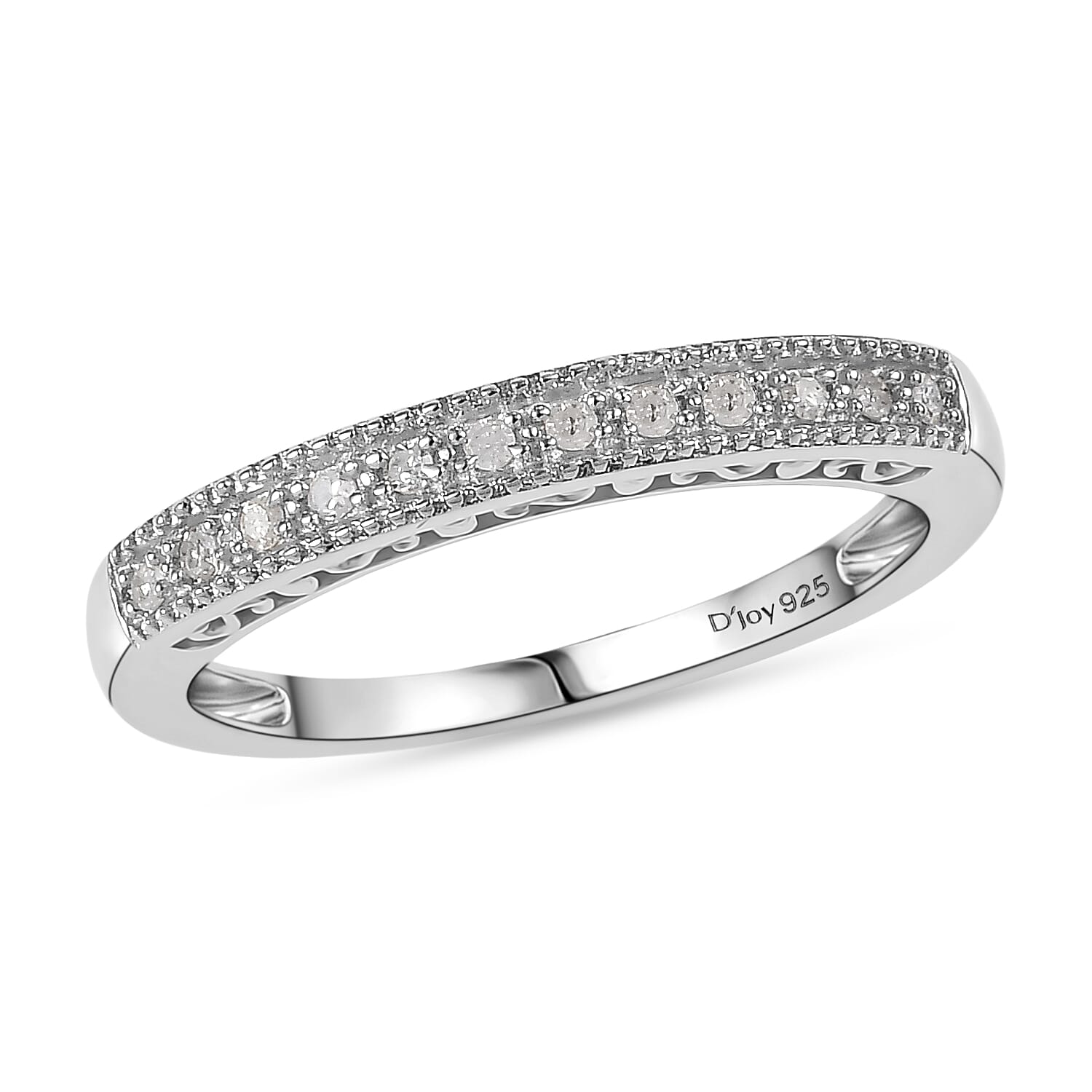 Set of 5 -  D'Joy Champagne Diamond, Green Diamond, Yellow Diamond, White Diamond & Blue Diamond Half Eternity Stackable Ring in Sterling Silver 0.50 Ct, Silver  Wt. 8.10