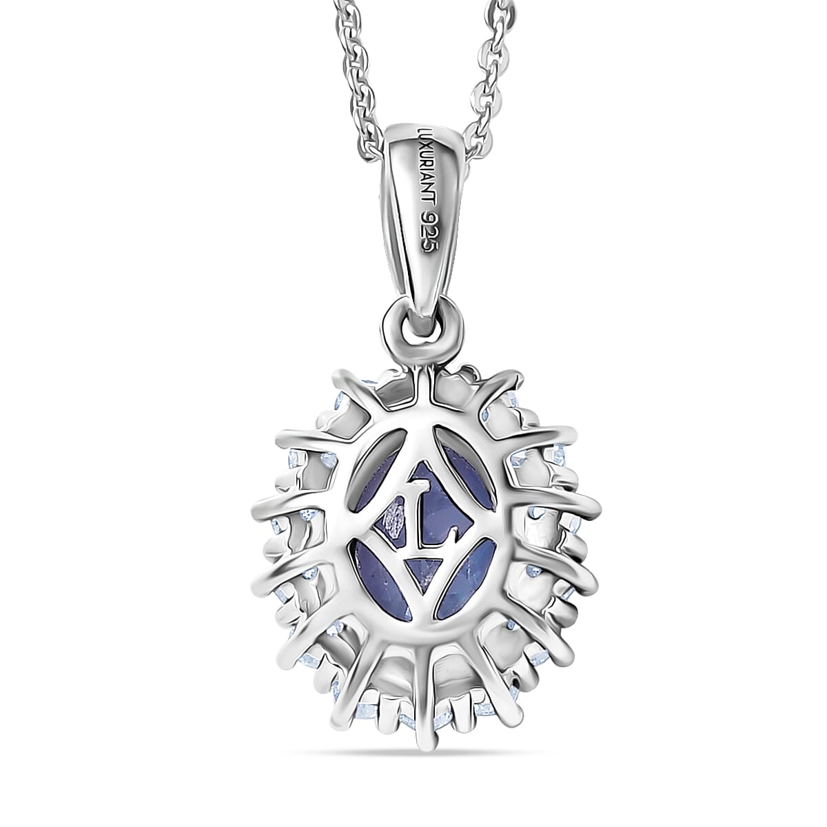 Luxuriant Lab Grown Alexandrite & Lab Grown Diamond Pendant with Chain (Size 20) in Rhodium Overlay Sterling Silver 1.96 Ct.