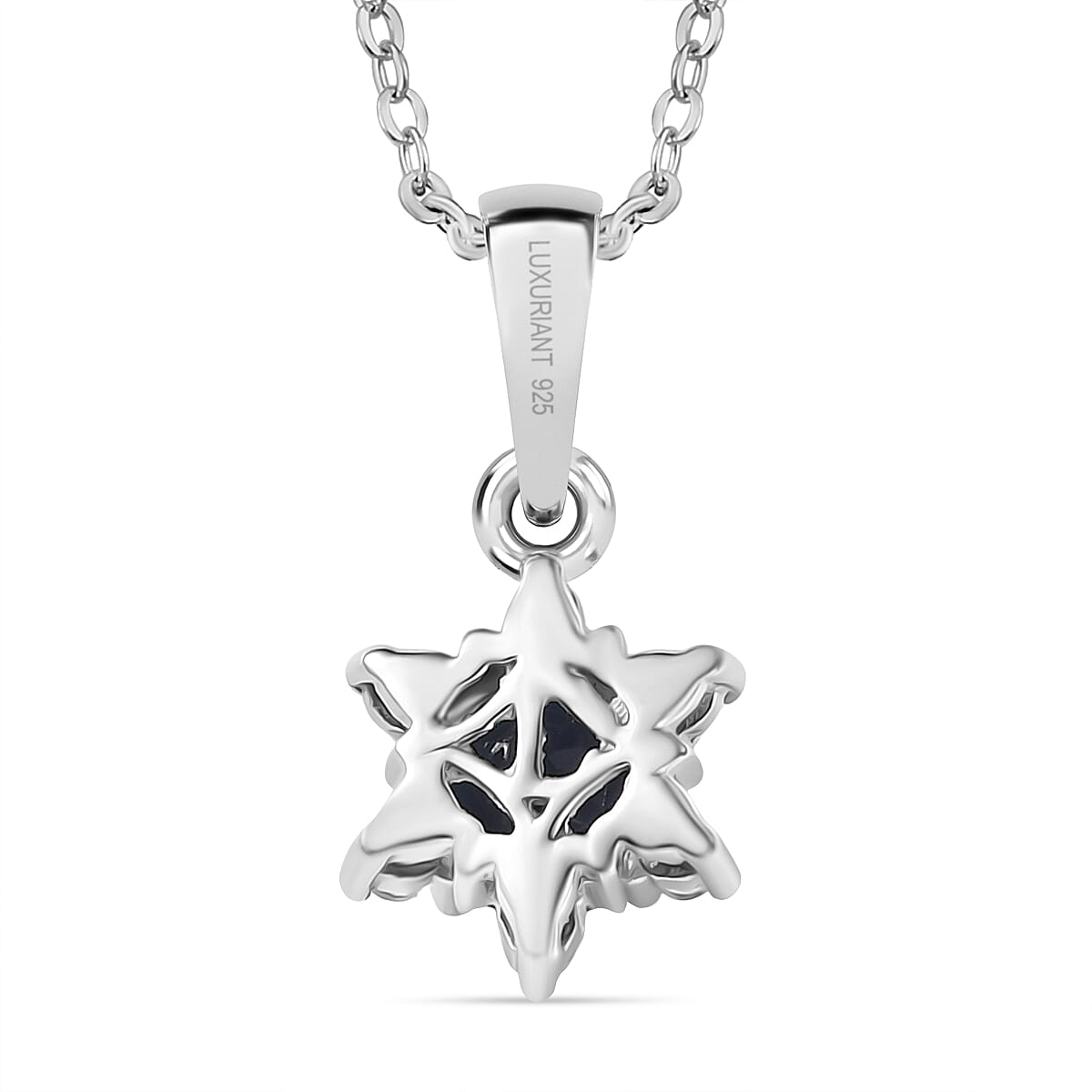 Luxuriant Lab Grown Alexandrite & White Zircon Pendant with Chain (Size 20) in Rhodium Overlay Sterling Silver