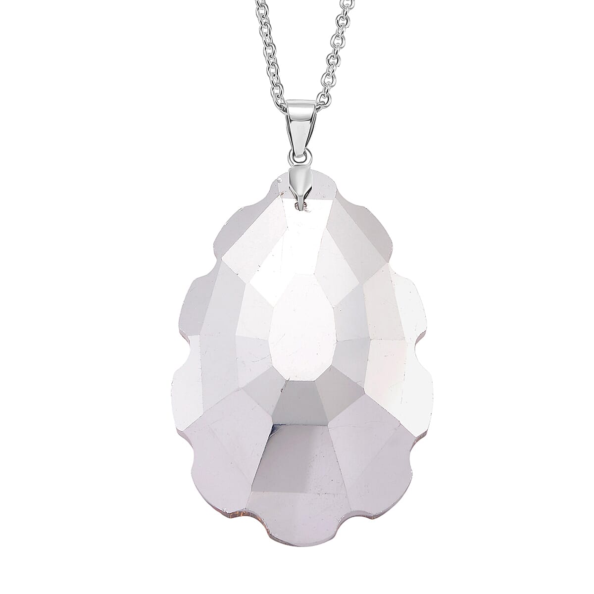 Orange Magic Color Crystal Pendant with Chain (Size 24) in Silver Tone