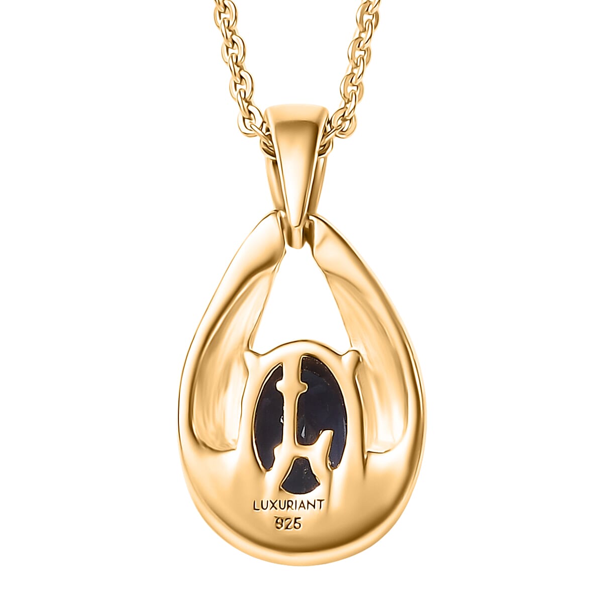 Luxuriant Lab Grown Alexandrite & White Zircon Pendant with Chain (Size 20) in 18K Vermeil Yellow Gold Plated Sterling Silver