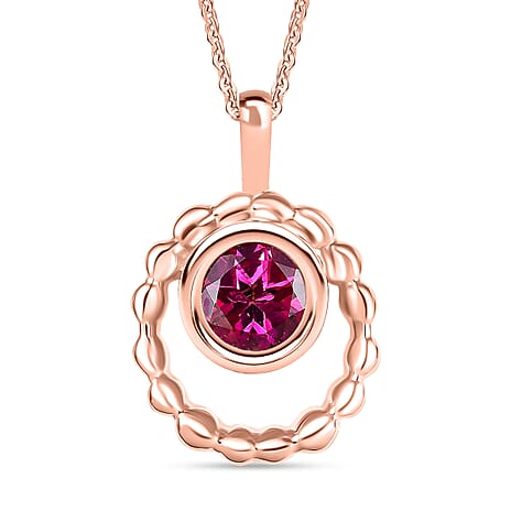 Luxuriant Lab Grown Bixbite Pendant with Chain (Size 20) in 18K Rose Gold Plated Sterling Silver