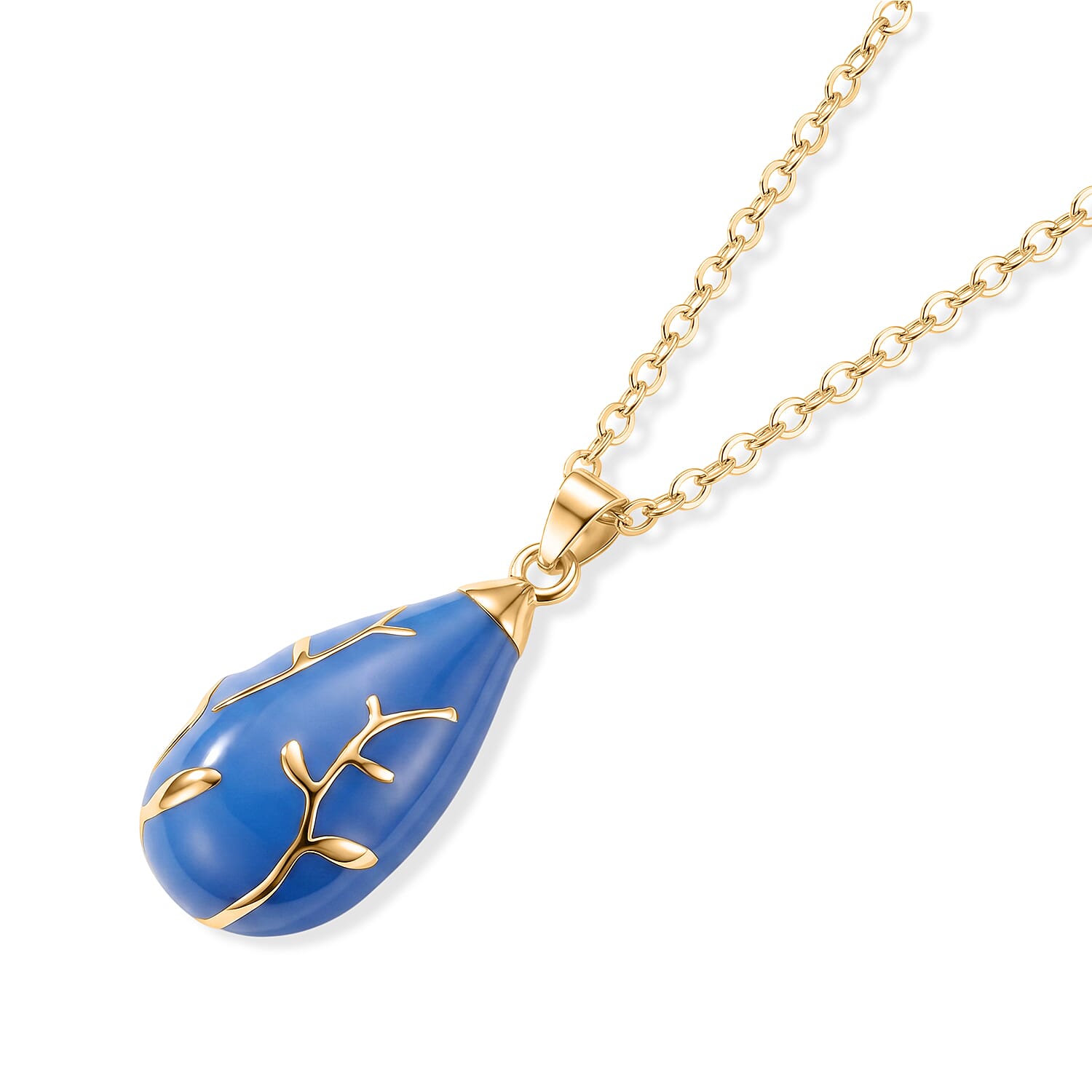 Set of 2 - Teardrop Necklace and Earring with Enamel