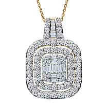 LUXURIANT 2 Ct. Lab Grown Diamond Cluster Pendant with Chain (Size 18 + 2) in 18K Vermeil Yellow Gold Plated Sterling Silver (SI/GH)