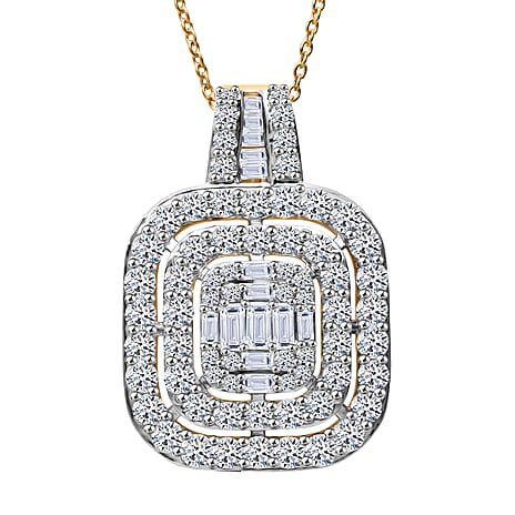 Luxuriant Lab Grown Diamond (SI-GH) Pendant with Chain (Size 18 - 2) in 18K Vermeil Yellow Gold Plated Sterling Silver 2.00 Ct.