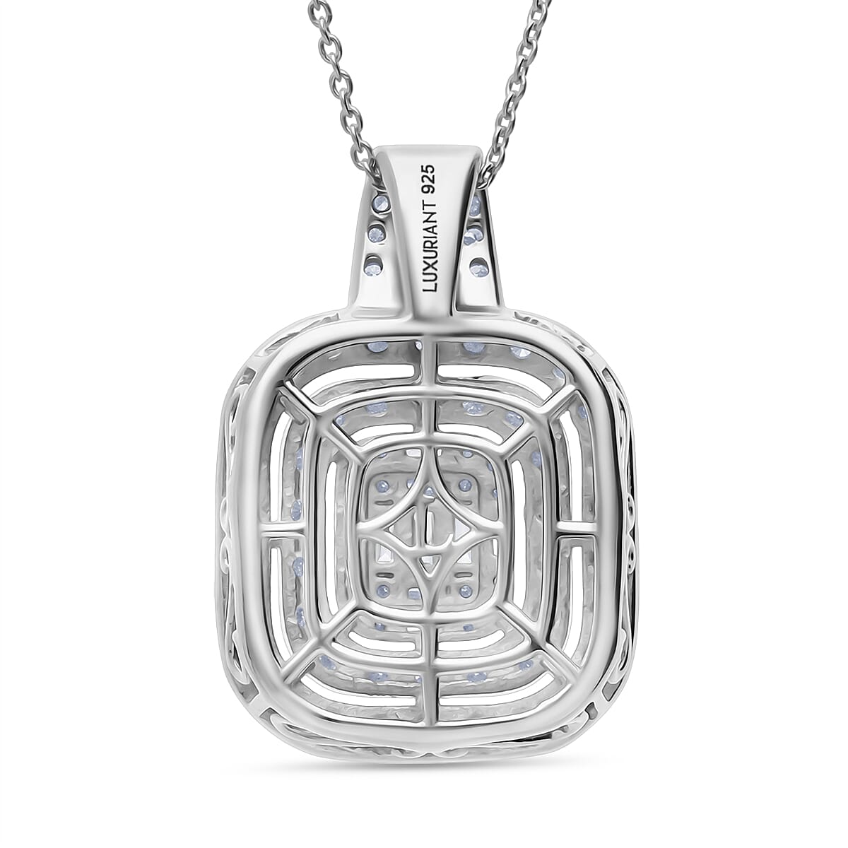 Luxuriant Lab Grown Diamond (SI-GH) Pendant with Chain (Size 18 - 2 Ext) in Rhodium Overlay Sterling Silver 2.00 Ct.