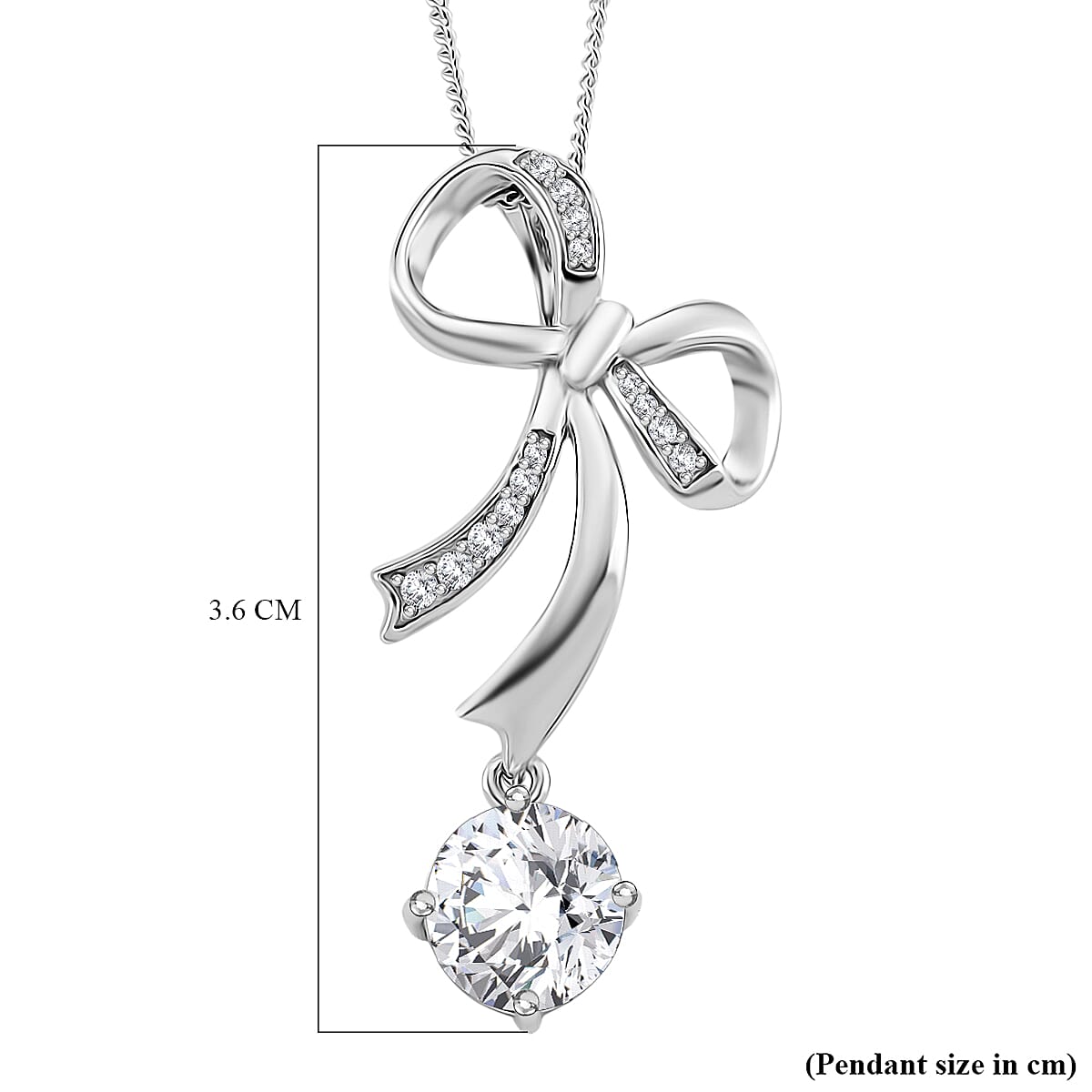 D'Joy Moissanite Pendant with Chain (Size 18) with Lobster Clasp in Rhodium Overlay Sterling Silver 1.94 Ct.