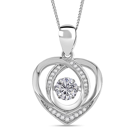 Moissanite Pendant with Chain (Size 18) with Lobster Clasp in Rhodium Overlay Sterling Silver 1.19 Ct.