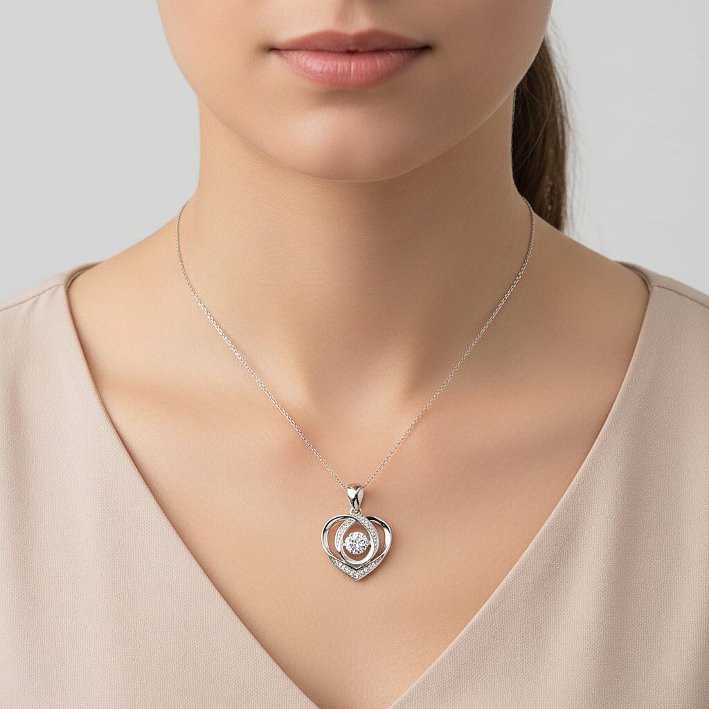 Moissanite Pendant with Chain (Size 18) with Lobster Clasp in Rhodium Overlay Sterling Silver 1.19 Ct.