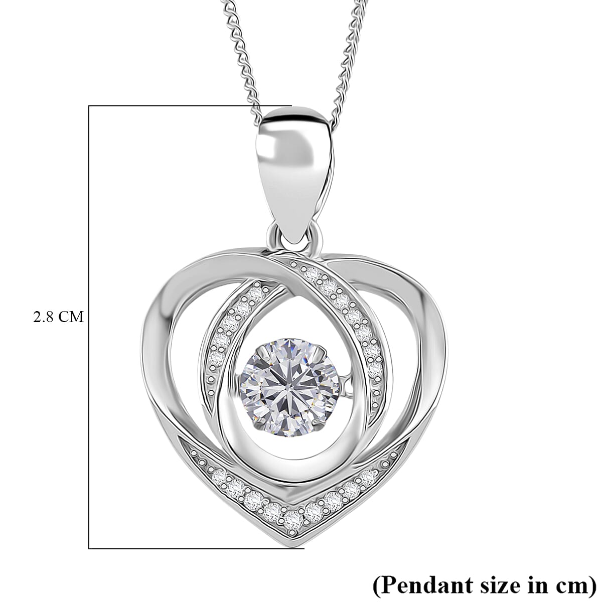 Moissanite Pendant with Chain (Size 18) with Lobster Clasp in Rhodium Overlay Sterling Silver 1.19 Ct.