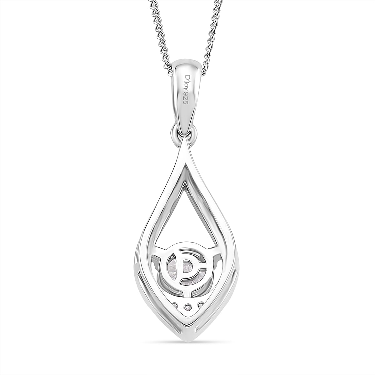 Moissanite Pendant with Chain (Size 18) with Lobster Clasp in Rhodium Overlay Sterling Silver