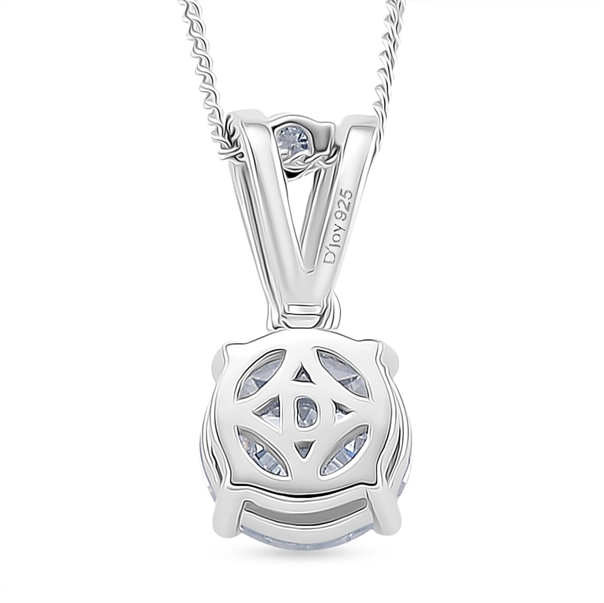 D'Joy Moissanite Pendant with Chain (Size 18) with Lobster Clasp in Rhodium Overlay Sterling Silver 2.60 Ct.