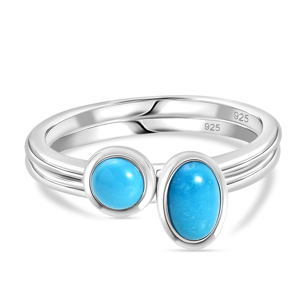 Set of 2 -  Sleeping Beauty Turquoise Stackable Ring  Sterling Silver  0.670  Ct.