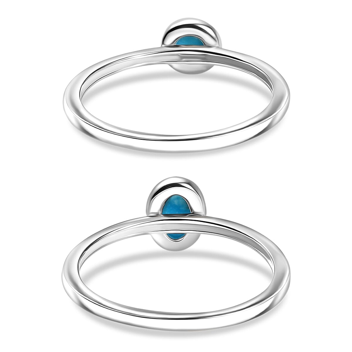 Set of 2 -  Sleeping Beauty Turquoise Stackable Ring  Sterling Silver  0.670  Ct.