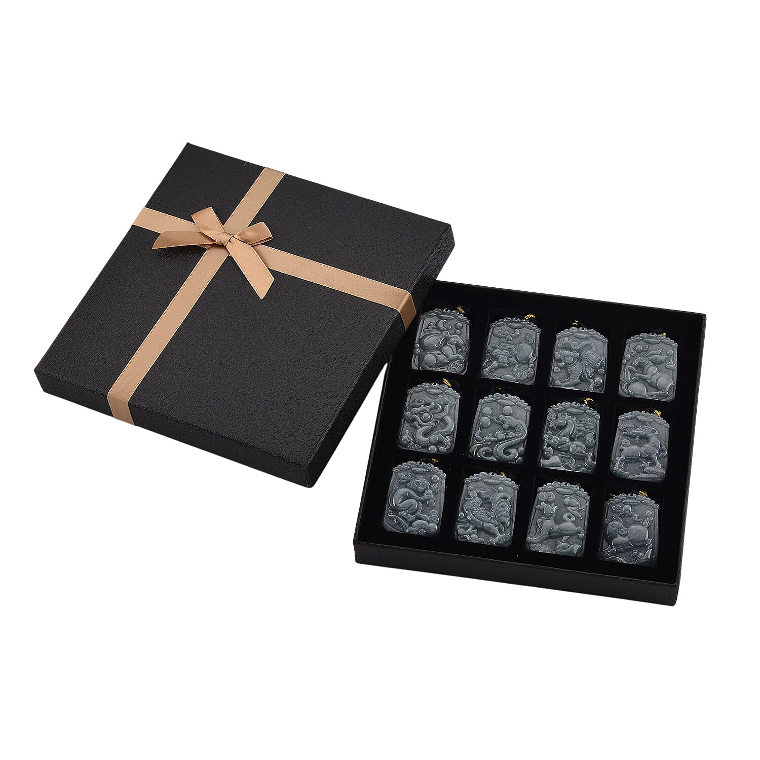 Signs of The Zodiac - Collection of 12 Natural Type A Jadeite Necklaces with Adjustable Length Presented in a Gift Box 750.00 Ct.