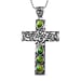 D'Joy Green Mojave Turquoise Cross Pendant with Cable Chain (Size 20) in Black Oxidised Sterling Silver 1.80 Ct.