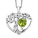 D'Joy Peridot Tree of Life Heart Pendant with Cable Chain (Size 20) in Black Oxidised Sterling Silver 1.61 Ct.