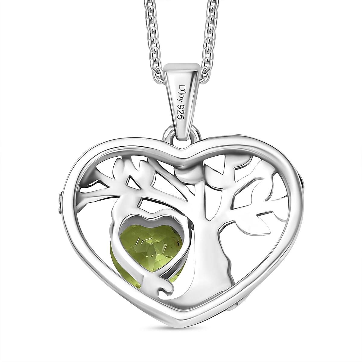 D'Joy Peridot Black Oxidised Pendant with Cable Chain (Size 20) Sterling Silver 1.61 Ct.