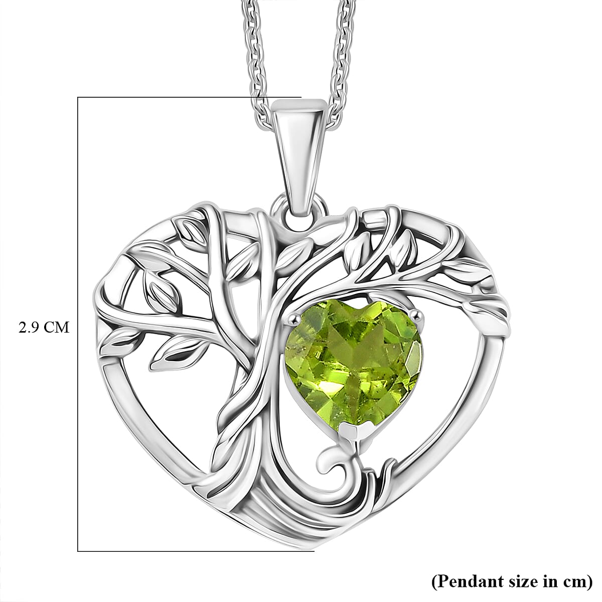 D'Joy Peridot Black Oxidised Pendant with Cable Chain (Size 20) Sterling Silver 1.61 Ct.