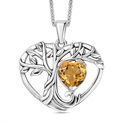 D'Joy Blue Mojave Turquoise Tree of Life Heart Pendant with Cable Chain (Size 20) in Black Oxidised Sterling Silver 1.78 Ct.