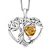 D'Joy Peridot Tree of Life Heart Pendant with Cable Chain (Size 20) in Black Oxidised Sterling Silver 1.61 Ct.