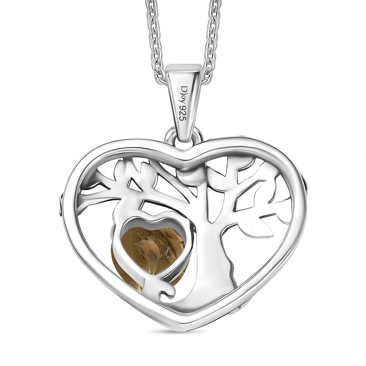 D'Joy Citrine Black Oxidised Pendant with Cable Chain (Size 20) Sterling Silver 1.72 Ct.