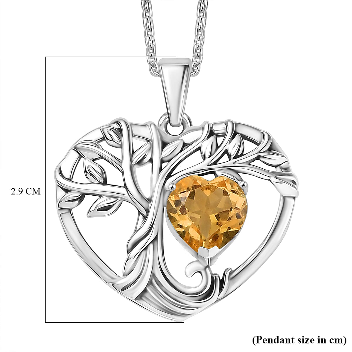D'Joy Citrine Black Oxidised Pendant with Cable Chain (Size 20) Sterling Silver 1.72 Ct.