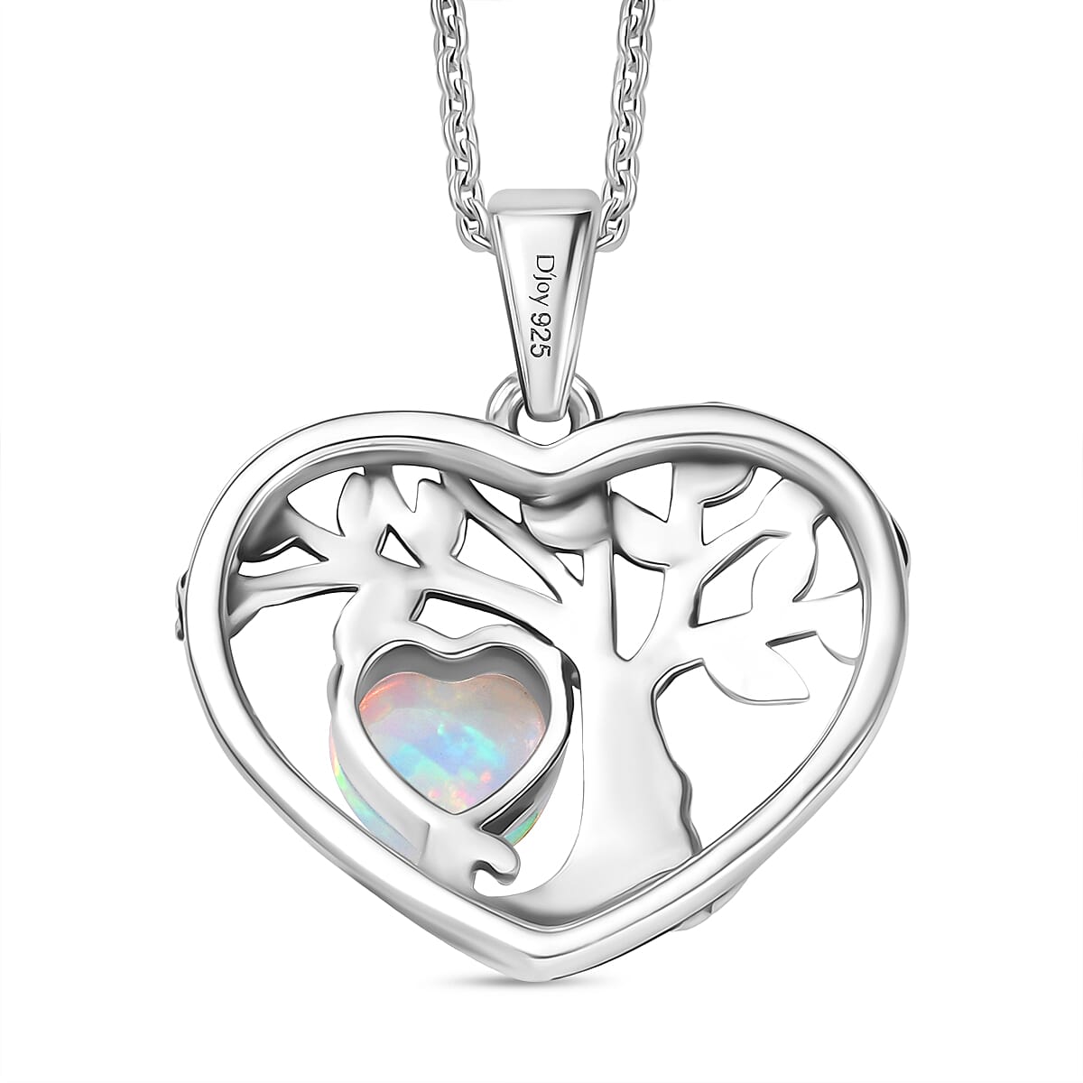 D'Joy Ethiopian Opal Black Oxidised Pendant with Cable Chain (Size 20) Sterling Silver 1.22 Ct.