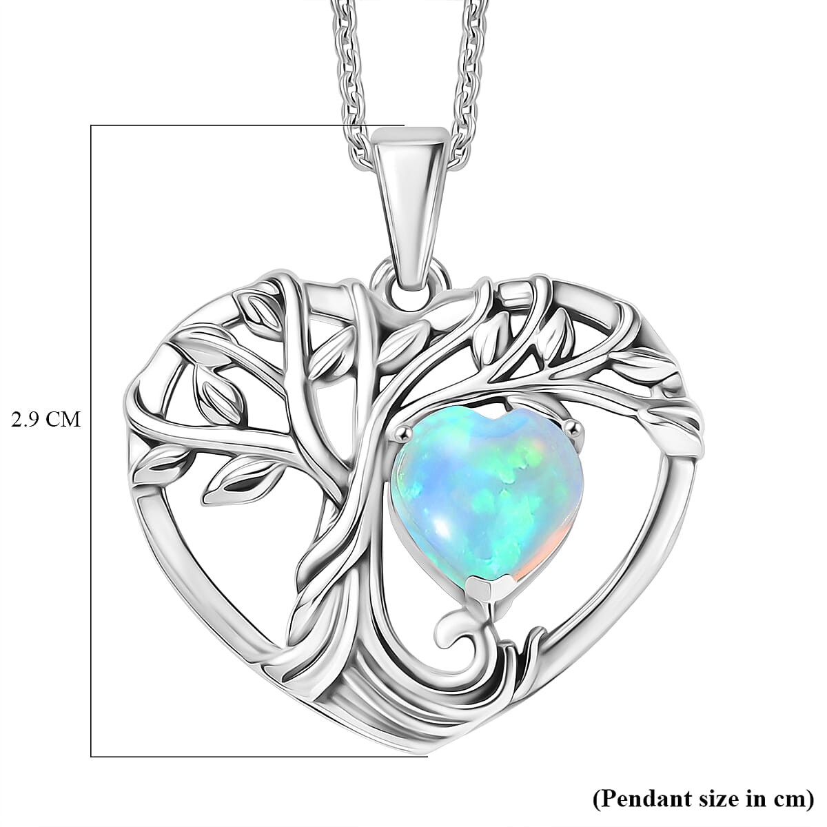 D'Joy Ethiopian Opal Black Oxidised Pendant with Cable Chain (Size 20) Sterling Silver 1.22 Ct.