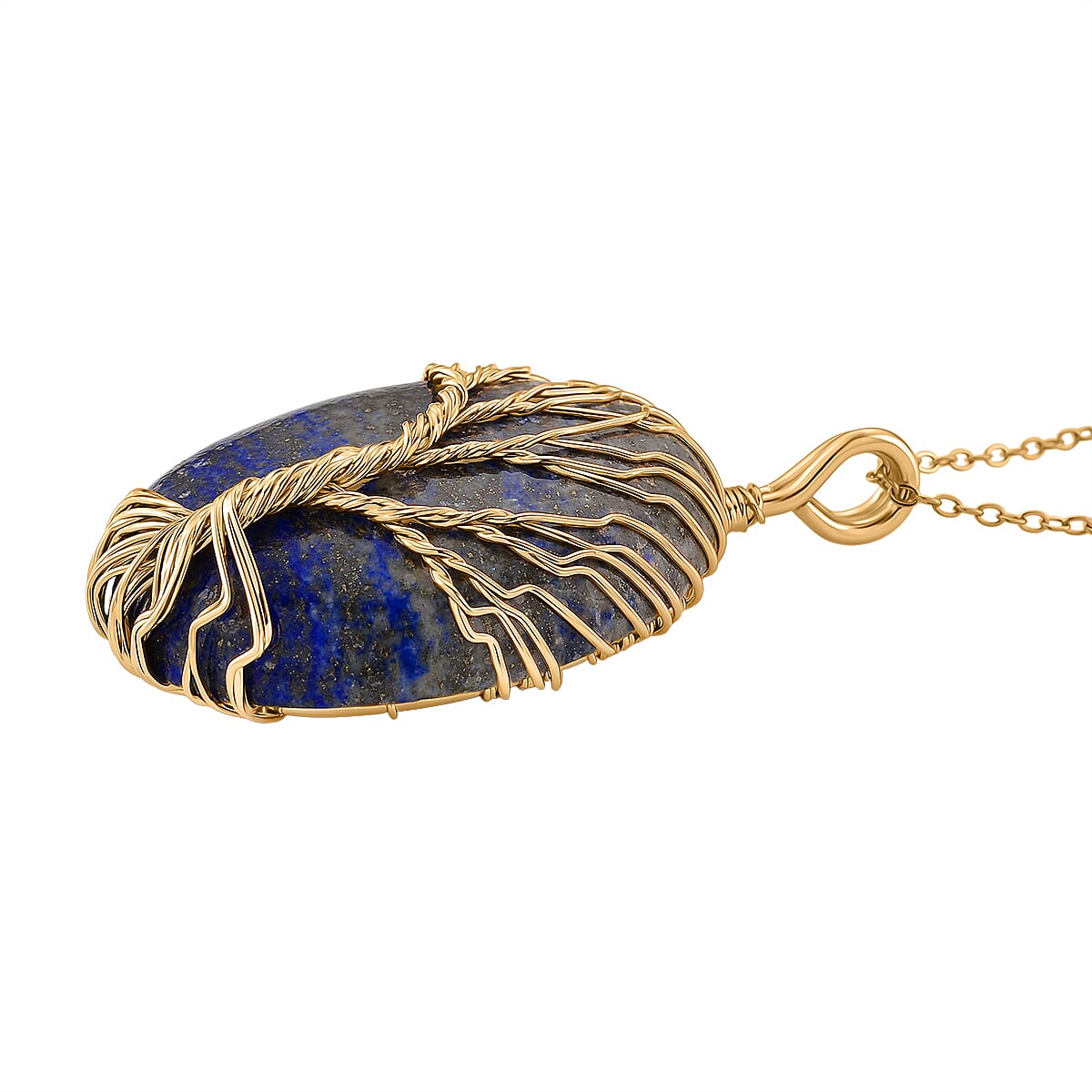 Lapis Lazuli Oval Ethereal Tree of Life Pendant with Chain (Size 20 - 2 Ext)  20.00 Ct.