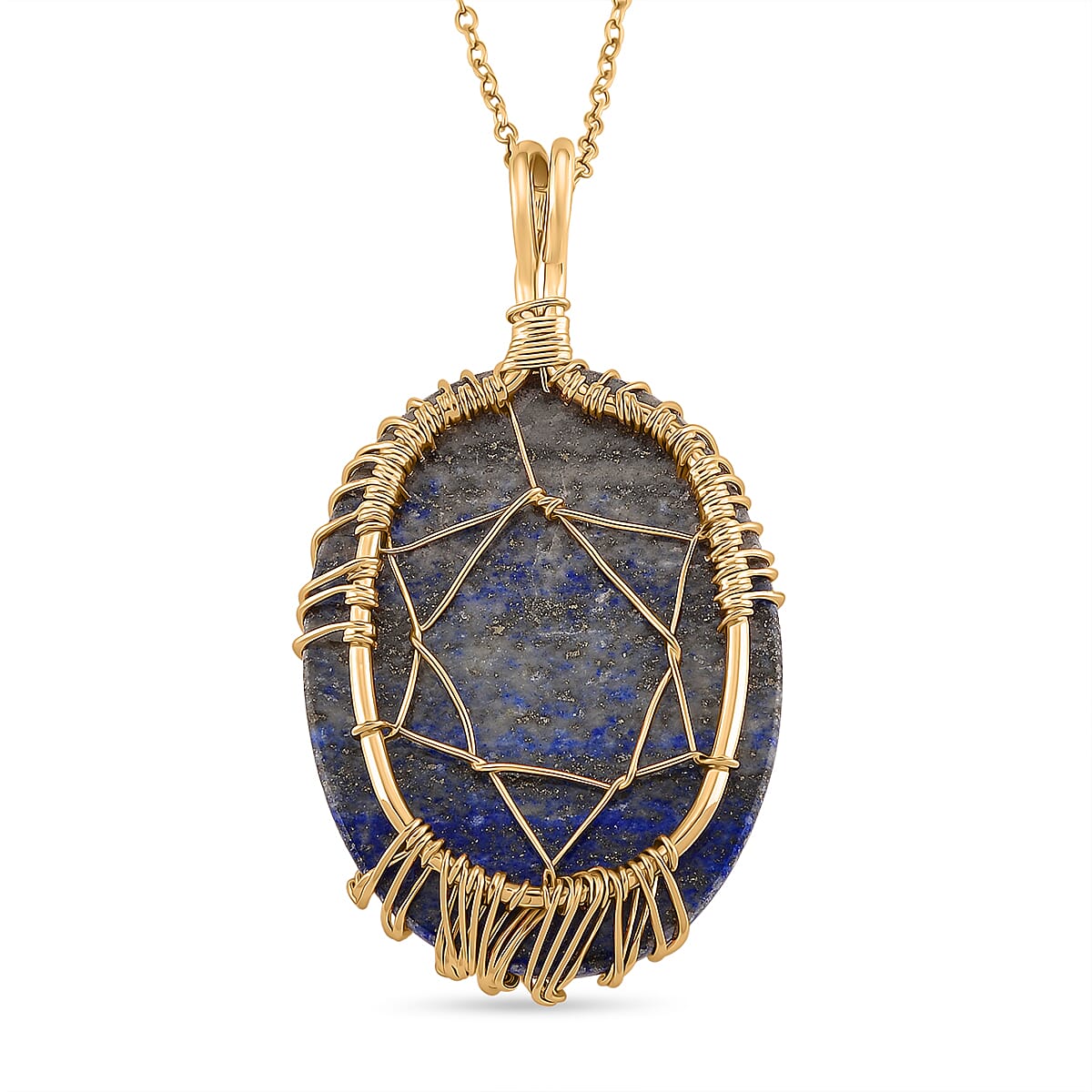 Lapis Lazuli Oval Ethereal Tree of Life Pendant with Chain (Size 20 - 2 Ext)  20.00 Ct.