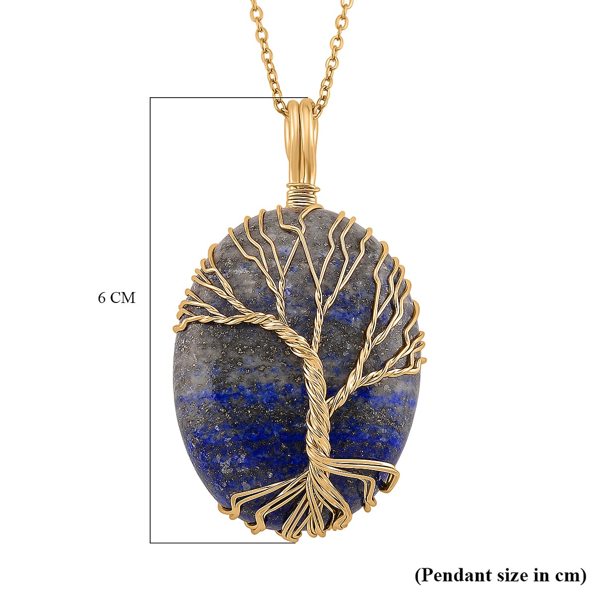 Lapis Lazuli Oval Ethereal Tree of Life Pendant with Chain (Size 20 - 2 Ext)  20.00 Ct.