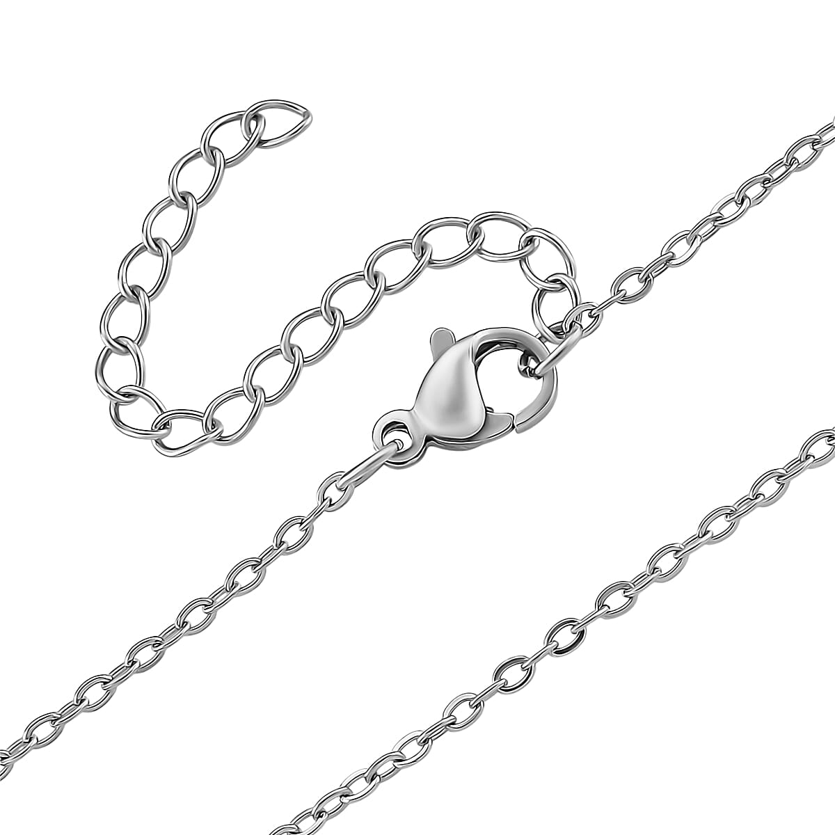 Abalone Shell Oval Cut Pendant with Chain (Size 20-2 EXT) in Silver Tone 60.00 Ct.