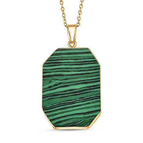 Created Malachite Solitaire Pendant with Chain (Size 20-2 Ext) 20.00 Ct.