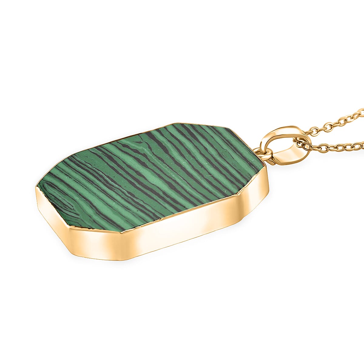 Created Malachite Solitaire Pendant with Chain (Size 20-2 Ext) 20.00 Ct.