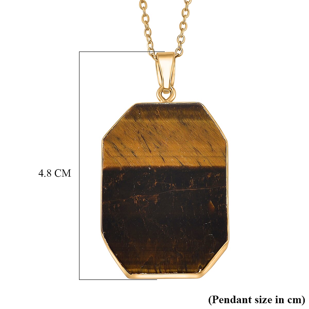 Yellow Tigers Eye Pendant with Chain (Size 20-2 Ext) in Yellow Gold Tone 20.00 Ct.