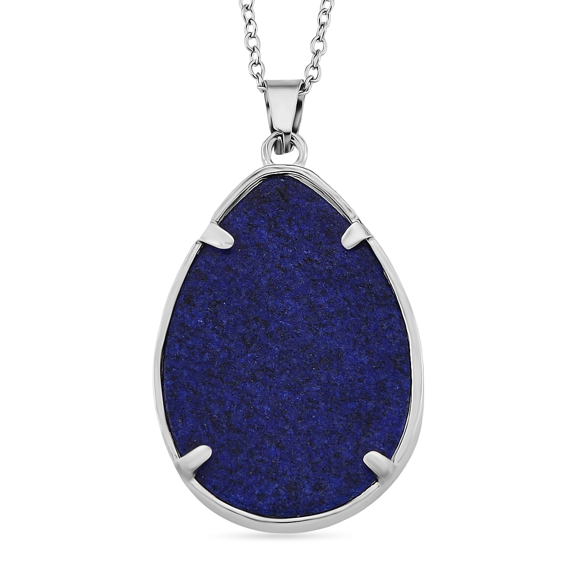 Lapis Lazuli Dragonfly Drop Pendant with Chain (Size 20-2 Ext) in Silver Tone 20.00 Ct.