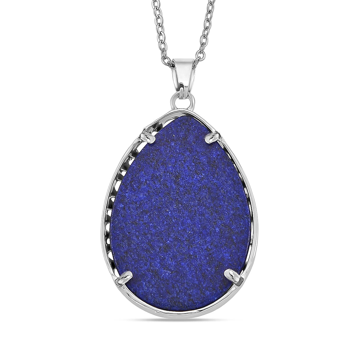 Lapis Lazuli Tree of Life Pendant with Chain (Size 20-2 Ext) in Silver Tone 22.00 Ct.