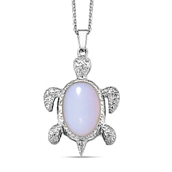 Opalite Turtle Spirit Pendant with Chain (Size 20-2 Ext) in Silver Tone 10.00 Ct.