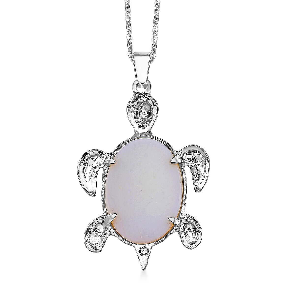 Opalite Turtle Spirit Pendant with Chain (Size 20-2 Ext) in Silver Tone 10.00 Ct.
