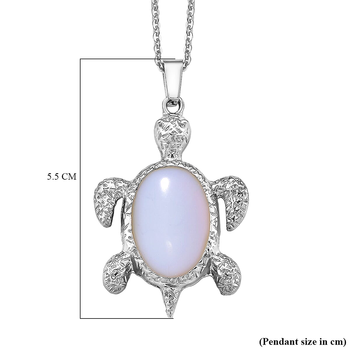 Opalite Turtle Spirit Pendant with Chain (Size 20-2 Ext) in Silver Tone 10.00 Ct.