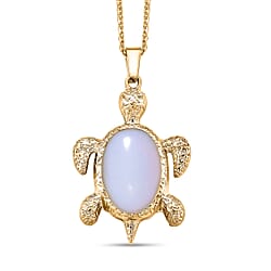 Opalite Turtle Spirit Pendant with Chain (Size 20-2 Ext) in Silver Tone 10.00 Ct.