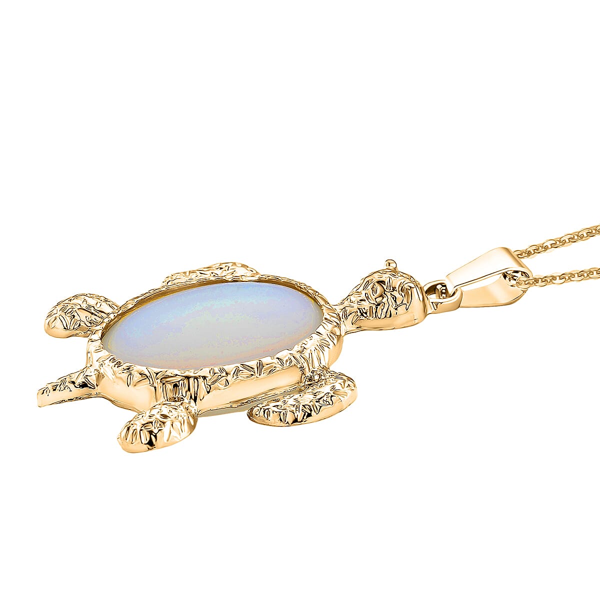 Turtle Spirit Opalite Pendant with Chain (Size 20-2 Ext) in Yellow Gold Tone 10.00 Ct.
