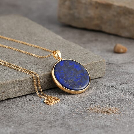 Lapis Lazuli Celestial Wisdom Pendant with Chain (Size 20-2 Ext) in Yellow Gold Tone 15.00 Ct.