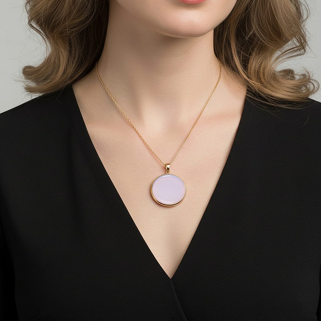 Opalite Mystic Glow Pendant with Chain (Size 20-2 Ext) in Yellow Gold Tone 15.00 Ct.
