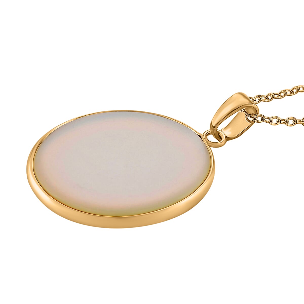 Opalite Mystic Glow Pendant with Chain (Size 20-2 Ext) in Yellow Gold Tone 15.00 Ct.