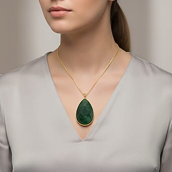 https://tjcuk.sirv.com/Products/44/2/4426085/Green-Quartzite-Pear-Solitaire-Pendant-with-Chain-Size-20-2-Ext-in-Yel_4426085_2.jpg?w=342&h=342
