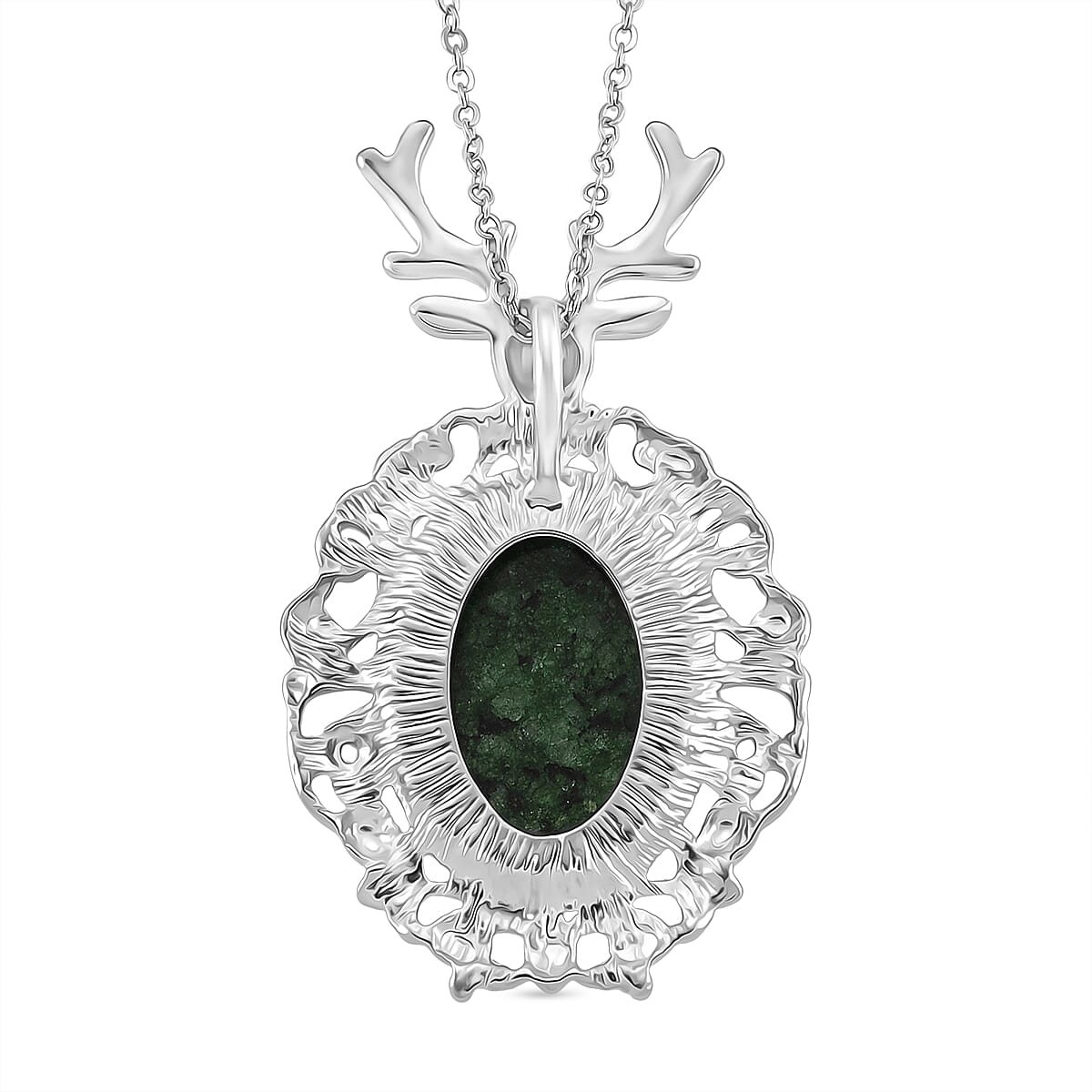 Ruby Quartzite Solitaire Pendant with Chain (Size 20-2 Ext) in Silver Tone 40.00 Ct.